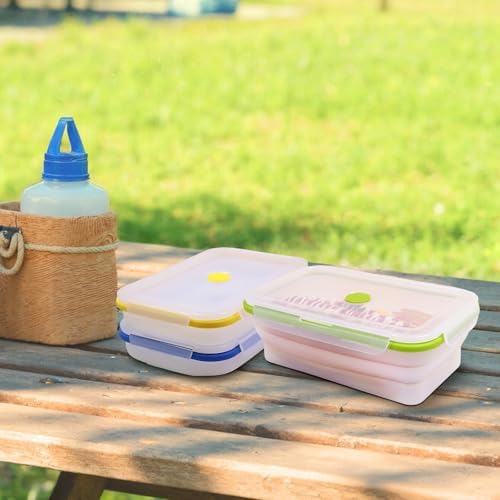 3 Pack Large Translucent Collapsible Silicone Food Storage Containers with Lids, 60.8oz Bento Lunch Boxes, for Kitchen, Office, Camping, Travel, BPA Free