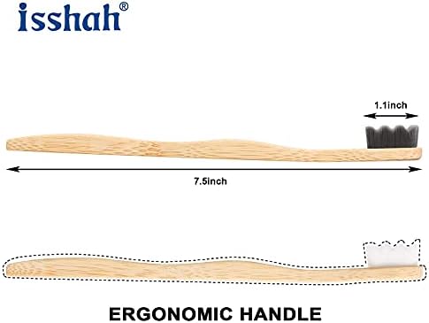 Isshah Extra Soft 20K Bristles Bamboo Toothbrush - Sensitive Gum - 8 Pack