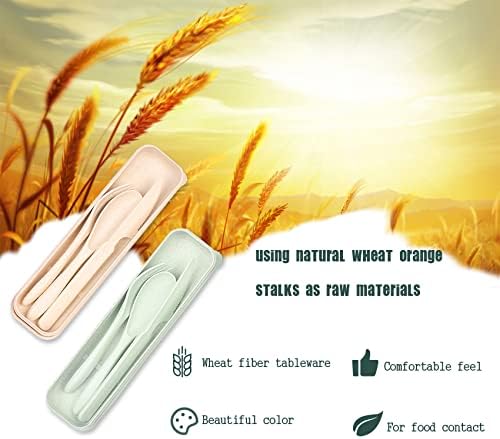 2 Sets Travel Utensils with Case, Portable Camping Cutlery Set