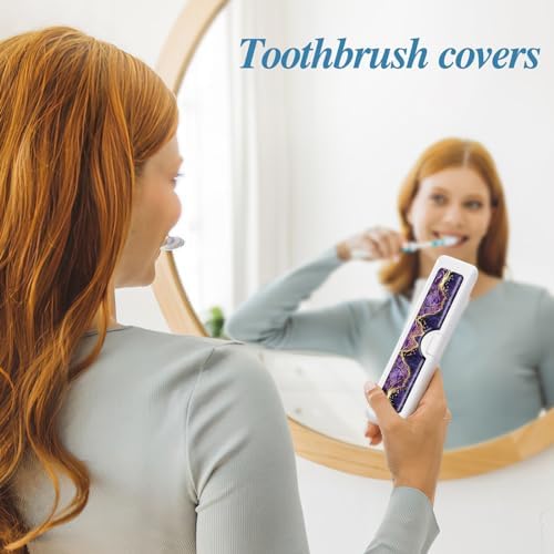 Toothbrush Travel Case - Colorful Pattern, Holder and Covers for Toothbrushes, Includes Tongue Scraper Case