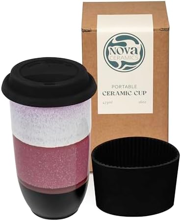 NOVA CERAMICS Coffee Travel Mug – Reusable Coffee Cup – Microwave & Dishwasher Safe Coffee Green Tumbler - Gifts For Women Men Him Her – 16oz – Eclipse