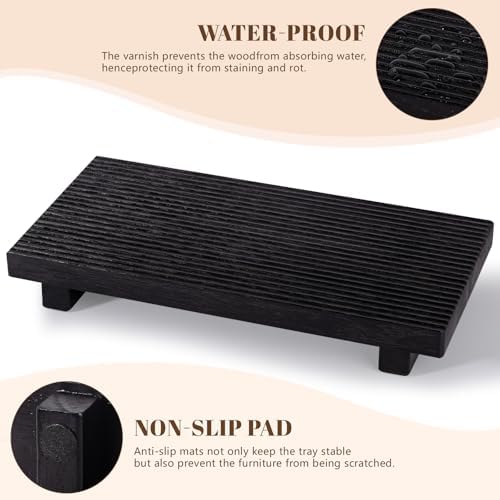 Bathroom Tray Farmhouse Decor Kitchen Soap Holder, 11" * 5.5" Black