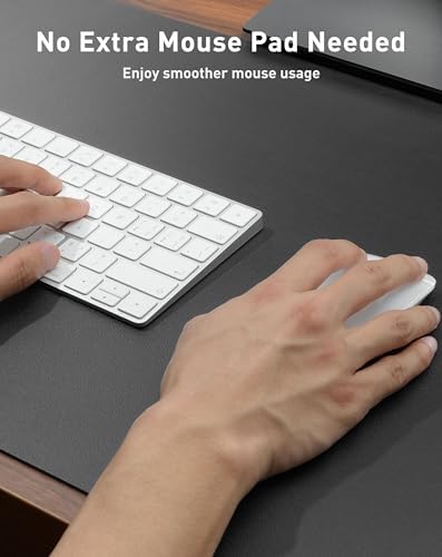 Aothia Faux Leather Desk Mat - Large Mouse Pad, Non-Slip PU Leather Blotter, Waterproof Writing Surface for Office and Home (Grey, 42" x 17")