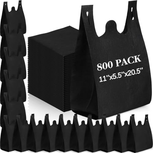 Windyun Large Grocery T-shirt Bags Bulk Reusable Non Woven Shopping Bag Foldable Gift Tote with Handle, 20.5x11x5.5 Inch