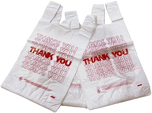 TashiBox 400Ct Plastic Bags with Handles, Thank You Bags