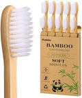 Daletu Bamboo Toothbrush Soft Bristle10-Pack, Biodegradable BPA Free Natural Toothbrush, Eco-Friendly, Wooden Organic Non-Plastic Travel Toothbrushes for Adults