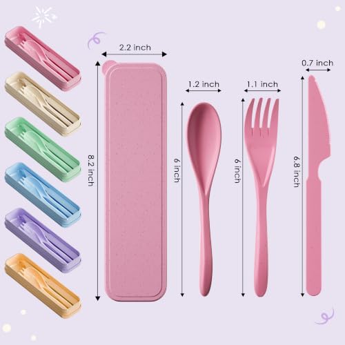 Quatish 12 Sets Travel Utensils Set with Case,Camping Utensils Multicolor