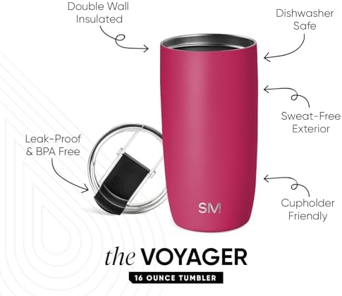 Simple Modern Travel Coffee Mug with Lid | 16oz | Magenta