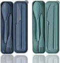 2 Sets Reusable Utensils Set with Case, Standard Travel Cutlery Set