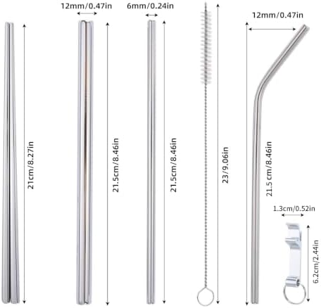 9 Pcs Portable Utensils Set Metal Straws Travel Cutlery Case Fork Spoon