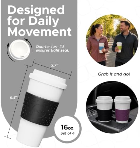Copco Acadia Travel Mug, 16 Oz - Black, Plum, Blue, Green, Set of 4