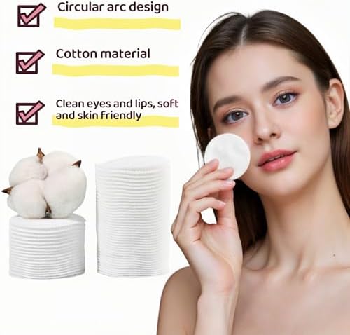 150 Count 100% Organic Cotton Rounds | Soft, Reusable & Hypoallergenic Makeup Remover Pads | No Lint,Double-Sided for Toner & Skincare (2.3")，Triple-Layer, Lint-Free Makeup Remover Pads (150 Count)