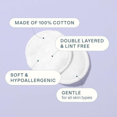 Cliganic Premium Cotton Rounds for Face, Makeup Remover Pads, 1200 Count