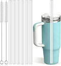 6-Pack 12" Replacement Straws for Stanley & Yeti 30oz-40oz Cup Tumbler, PROOCI Food Grade Tritan Plastic Reusable Straws with 2 Cleaning Brush, Clear Long Straw for Drinking Smoothie, Cocktails, Juice