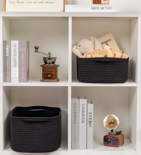 CubesLand Cube Storage Organizer Basket Bin, Cotton Rope Shelves Basket