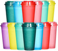 16oz Reusable Plastic Coffee Cups with Lids, 13 Pack