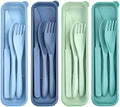4 Sets Reusable Utensils Set with Case, Travel Utensils with Case, Reusable Utensils for Lunch Box Accessories, Portable Knife Fork and Spoon Lunch Utensils Set for Travel Daily Use