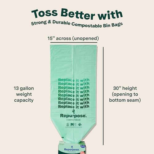 Repurpose 13 Gallon Compostable Kitchen Trash Bags, 75ct