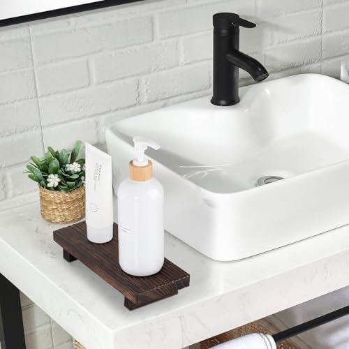 Bathroom Tray Farmhouse Decor Kitchen Soap Holder, 8.7" * 3.6" Dark Brown