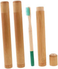 Healeved Sustainable Toothbrush Set Bamboo Storage Case 3 Disposable Toothbrushes Compact Travel Kit Random Color