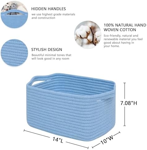 CubesLand Cube Storage Organizer Basket Bin, Cotton Rope Shelves Basket