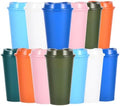 16oz Reusable Plastic Coffee Cups with Lids, 13 Pack,Mixed