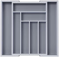 Pipishell Bamboo Expandable Silverware Drawer Organizer, Gray, Medium