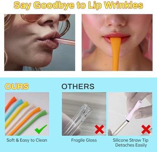 NiHome 6PCS Silicone Anti-Wrinkle Straws Fit for Stanley 40oz 30oz Tumblers