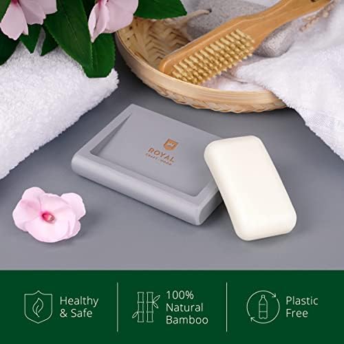 ROYAL CRAFT WOOD Bamboo Soap Dish - Self Draining Soap Holder for Bathroom, Shower, Kitchen Sink | Natural Non-Toxic Soap Tray (Gray) - 1 Pcs