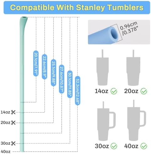 NiHome 6PCS Silicone Anti-Wrinkle Straws Fit for Stanley 40oz 30oz Tumblers