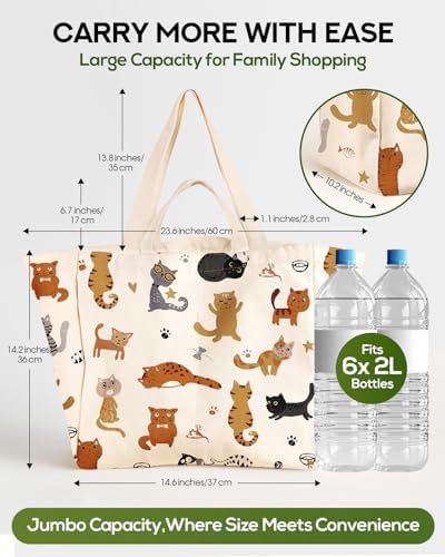 Miss Adola Cute Extra Large Canvas Grocery Tote Bag