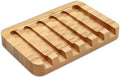 Self-Draining Bamboo Soap Dish – Natural One-Piece Soap Saver for Shower, Bathroom, Kitchen Sink, and Bathtub with Anti-Slip Design