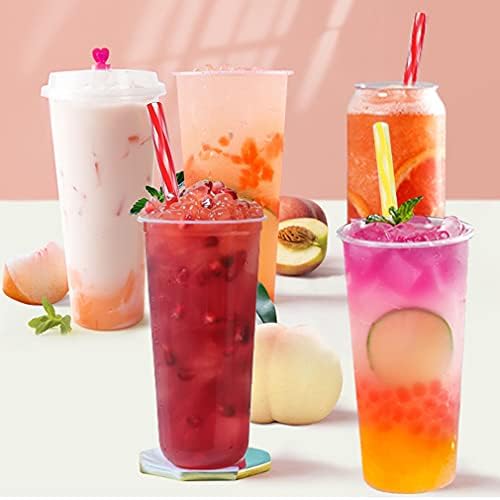 Honest ECO Reusable Stirrer Straws with Cleaner Brush Short Assorted color Plastic Pipes fit for Milk & Juice & Coffee & Smoothies & Cocktail & Kids Straws Kit (24Count-7.5in)