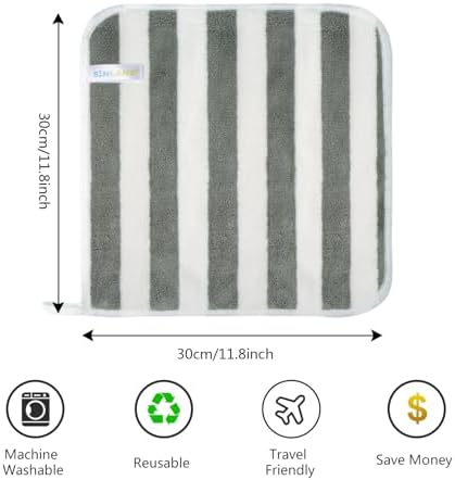Microfiber Facial Cloths Fast Drying Washcloth 12x12inch Stripes 6 pack