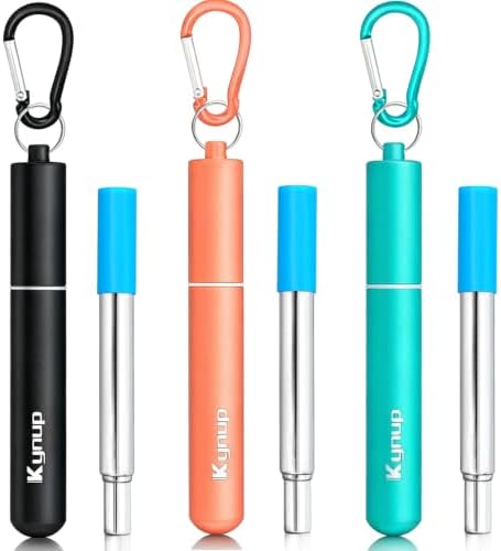 Kynup Reusable Collapsible Metal Straws, Cruise Ship Essentials (3Packs)