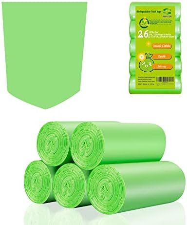 2-2.6 Gallon Trash Bags, Inwaysin Bathroom Garbage Bags, Biodegradable Small Trash Bags, Size Expanded, Clear Green, 10L, 100Bags
