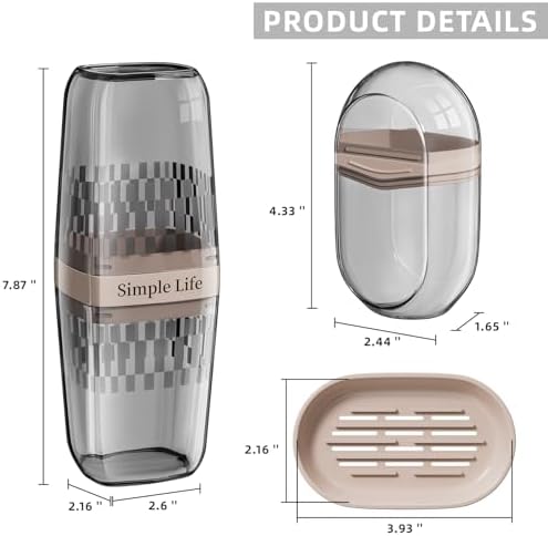 Bar Travel Soap Case Container, Portable Travel Toothbrush Case, Gray