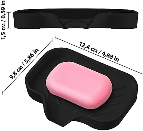 2 PCS Premium Black Self-Draining Soap Bar Holder - Elegant Soap Dish for Shower & Bathroom Use - Versatile Soap Dishes for Bar Soap - Durable Soap Holder & Bathroom Soap Dish Solution