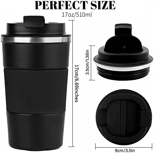 Insulated Travel Coffee Mug, Stainless Steel Coffee Cup with Leakproof Lid