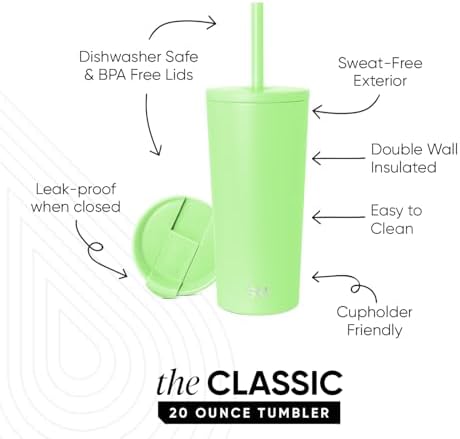 Simple Modern Iced Coffee Tumbler, Insulated | 20oz | Green