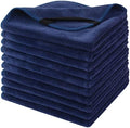 SINLAND Microfiber Facial Cloths Fast Drying Washcloth 12inch x 12inch (Pack of 10, Navy Blue)