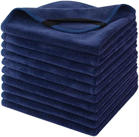 SINLAND Microfiber Facial Cloths Fast Drying Washcloth 12inch x 12inch (Pack of 10, Navy Blue)