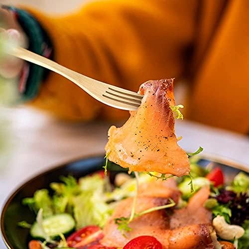 IQCWOOD Wooden Cutlery Set, 4 PCS Spoon Chopsticks Fork Knife for Eating