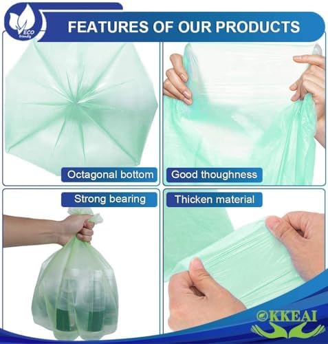 OKKEAI Small Trash Bags 3 Gallon, Light Green Wastebasket Liners, 120 Count