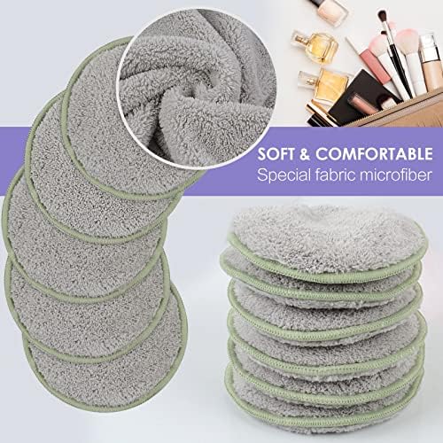 SUNLAND Reusable Makeup Remover Pads,Round 3.15inch,16 Pack,Lightgrey