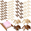 Sawysine 50 Pcs Bamboo Soap Holder Self Draining,Charcoal and Wood Color