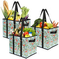 Foraineam Reusable Grocery Bags Set Durable Heavy Duty Tote Bag Collapsible Grocery Shopping Box Bag with Reinforced Bottom