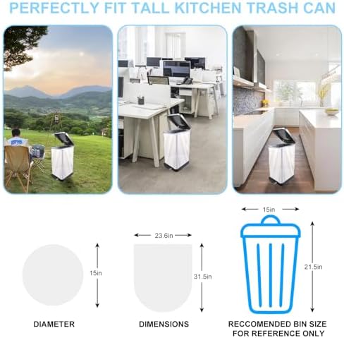 tall kitchen white trash-bags 13 gallon - kitchen garbage bags unscented biodegradable 60 Count Office waste basket Liners recycling Compostable Strong Thick Bulk Inwaysin
