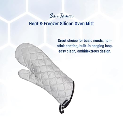San Jamar 801SG15 Silicone Temperature Protection Oven/Freezer Mitt, 15" Length, Silver