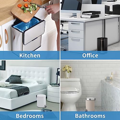 1.2 Gallon Bathroom Trash Bags Durable Tear-Resistant - 150Ct Unscented